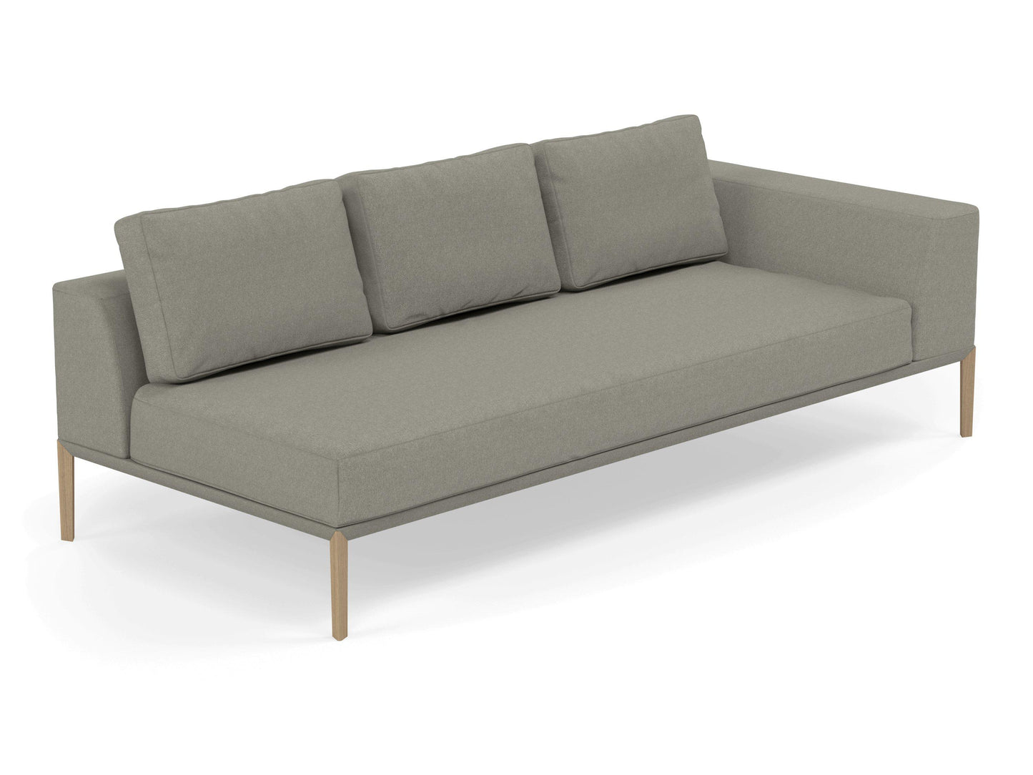 Modern 3 Seater Chaise Lounge Style Sofa with Left Armrest in Silver Grey Fabric-Distinct Designs (London) Ltd