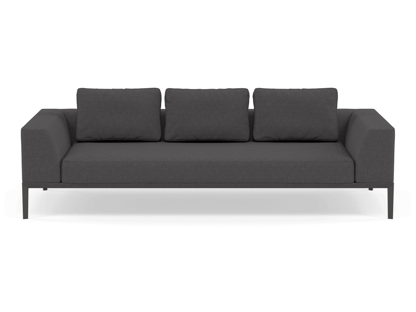Modern 3 Seater Sofa with 2 Armrests in Slate Grey Fabric-Wenge Oak-Distinct Designs (London) Ltd