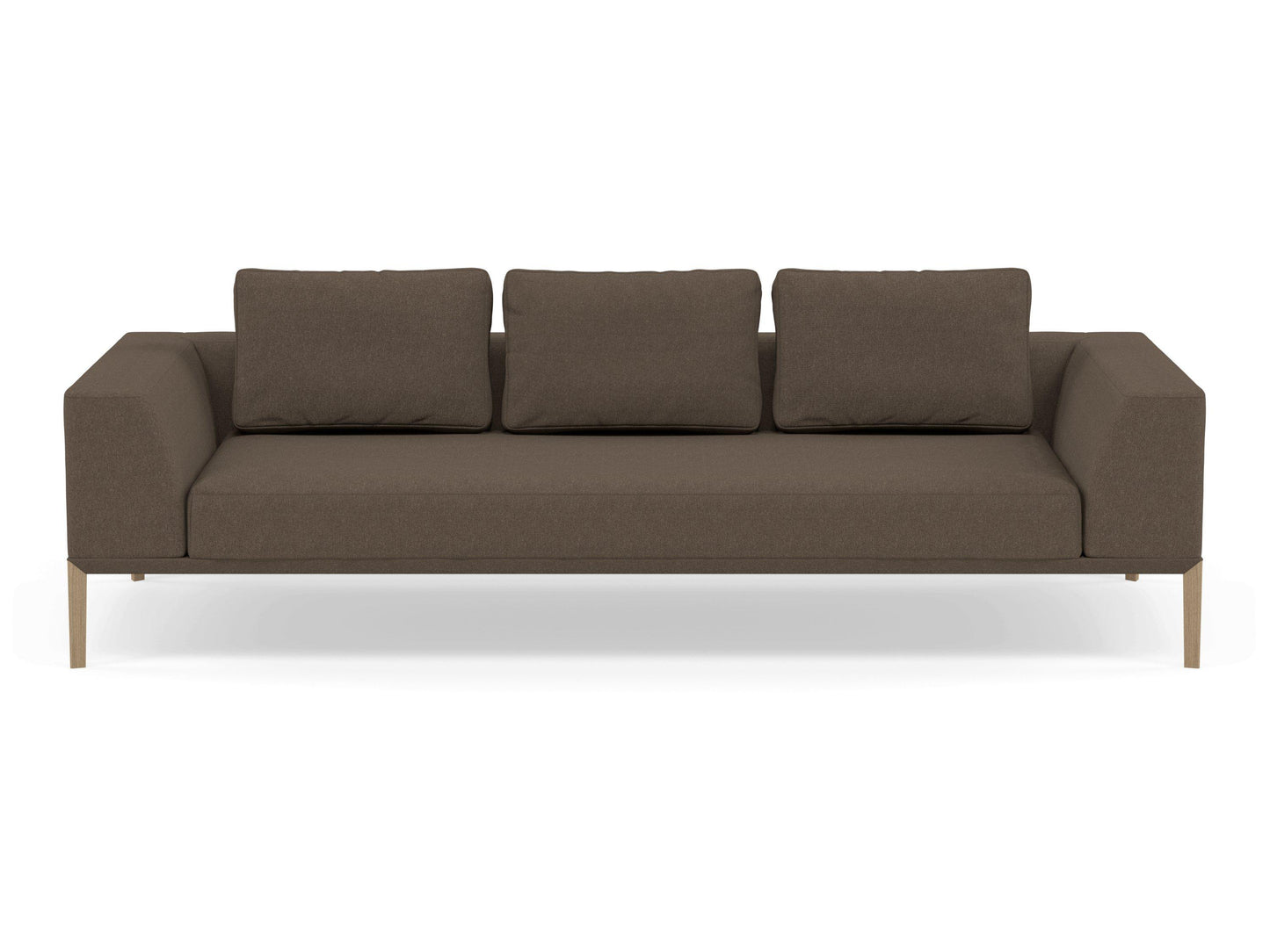 Modern 3 Seater Sofa with 2 Armrests in Coffee Brown-Natural Oak-Distinct Designs (London) Ltd