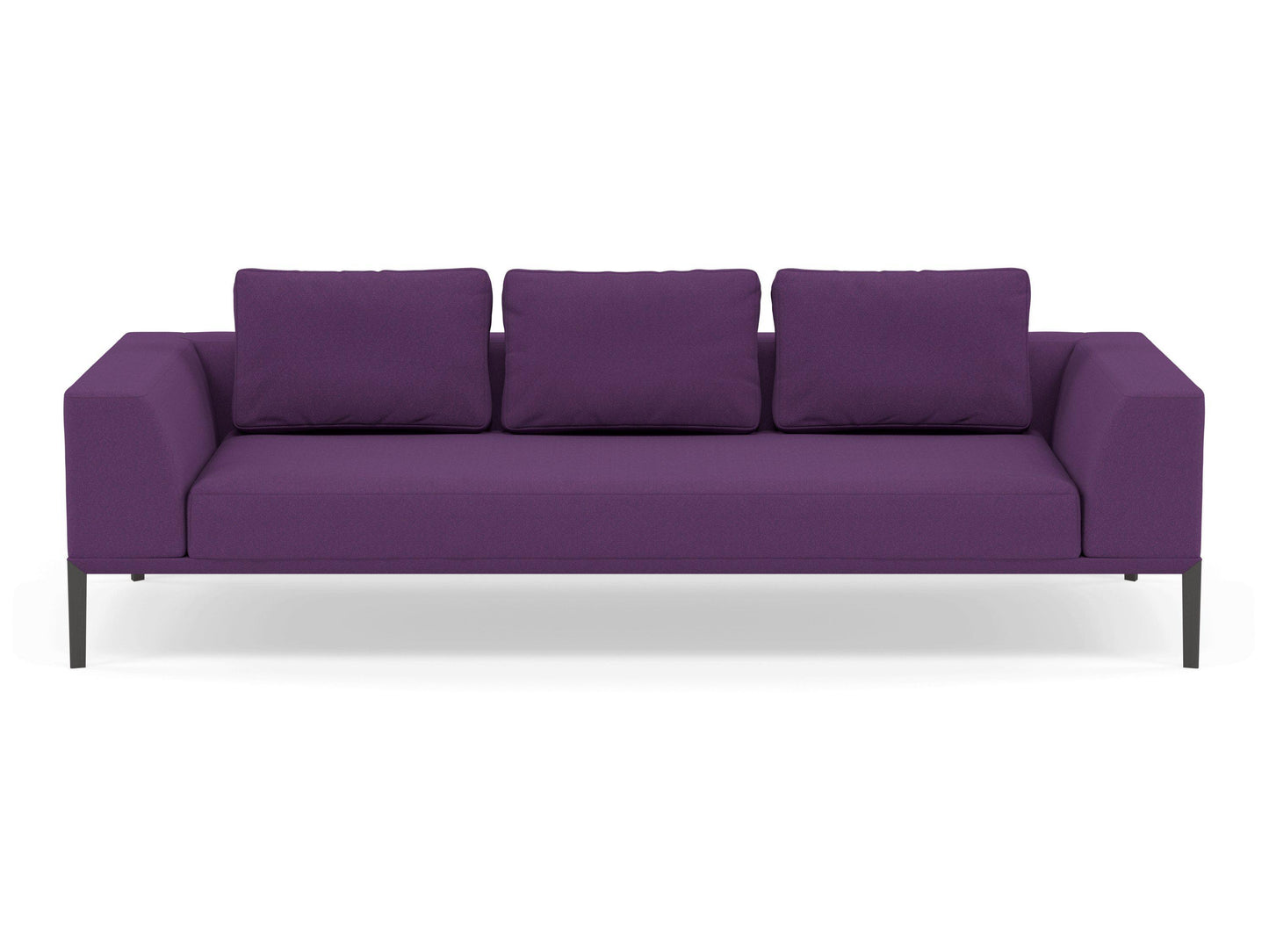 Modern 3 Seater Sofa with Armrests in Deep Purple Fabric for lounge, hotel, bar, restaurant-Wenge Oak-Distinct Designs (London) Ltd