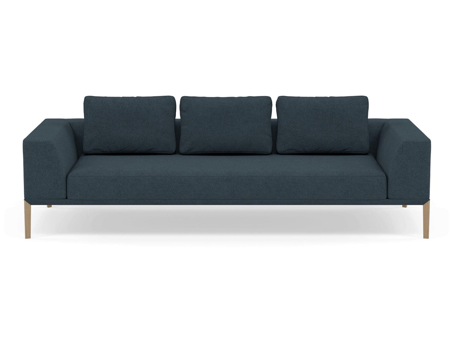 Modern 3 Seater Sofa with 2 Armrests in Denim Blue-Natural Oak-Distinct Designs (London) Ltd