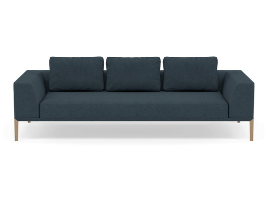 Modern 3 Seater Sofa with 2 Armrests in Denim Blue-Natural Oak-Distinct Designs (London) Ltd