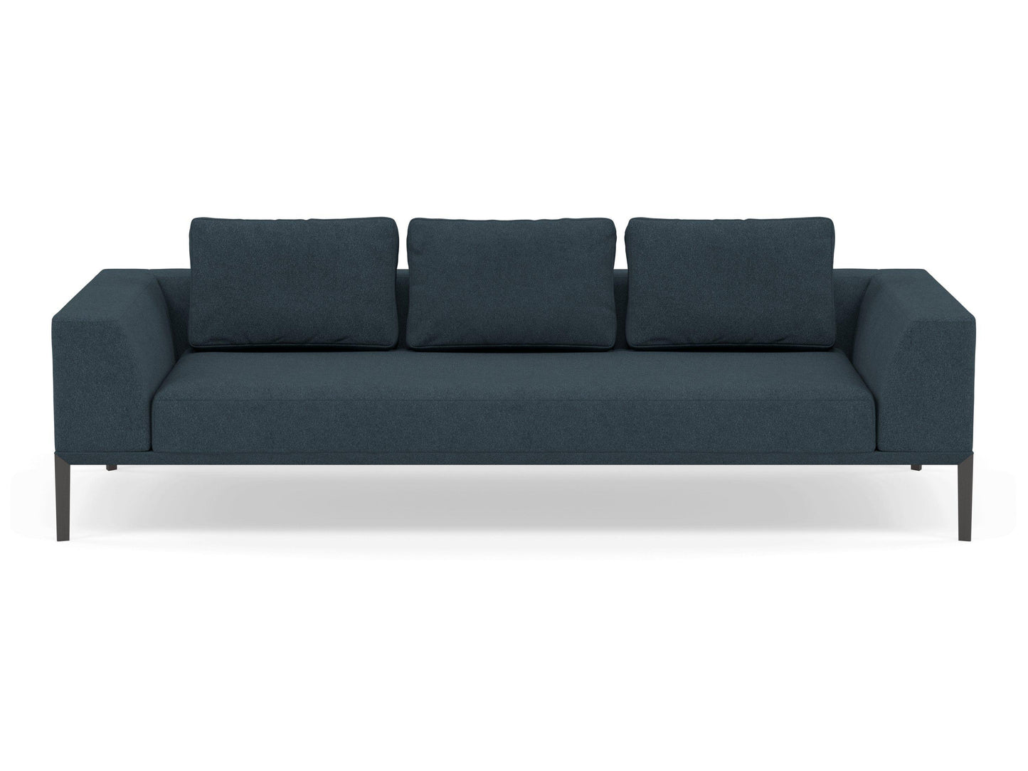 Modern 3 Seater Sofa with 2 Armrests in Denim Blue-Wenge Oak-Distinct Designs (London) Ltd