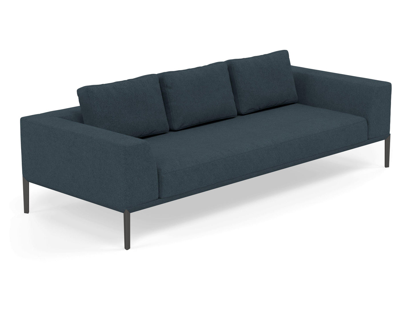 Modern 3 Seater Sofa with 2 Armrests in Denim Blue-Distinct Designs (London) Ltd
