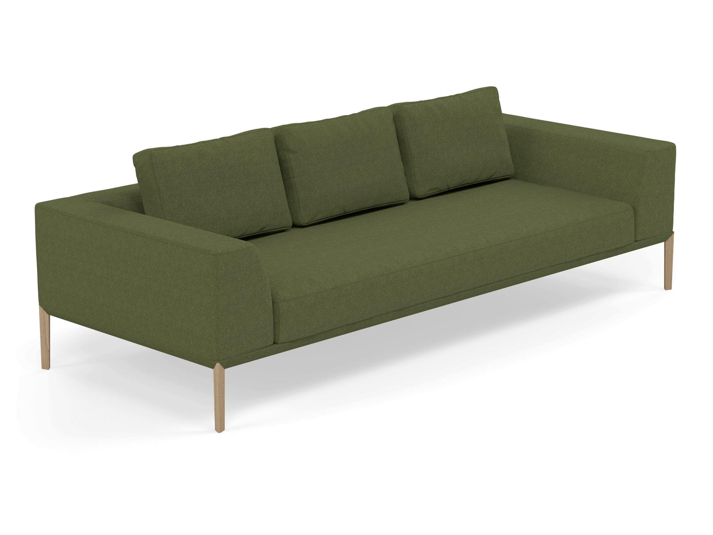 Modern 3 Seater Sofa with 2 Armrests in Seaweed Green Fabric-Distinct Designs (London) Ltd