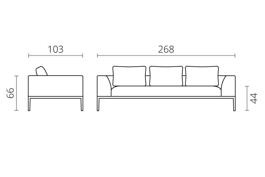 Modern 3 Seater Sofa with 2 Armrests in Denim Blue-Distinct Designs (London) Ltd