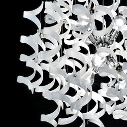 Abstract Glass Ribbon Circular Cylinder Shaped Floor Standing Light with 10 Lamps 40cm diameter-Chrome-White-Distinct Designs (London) Ltd