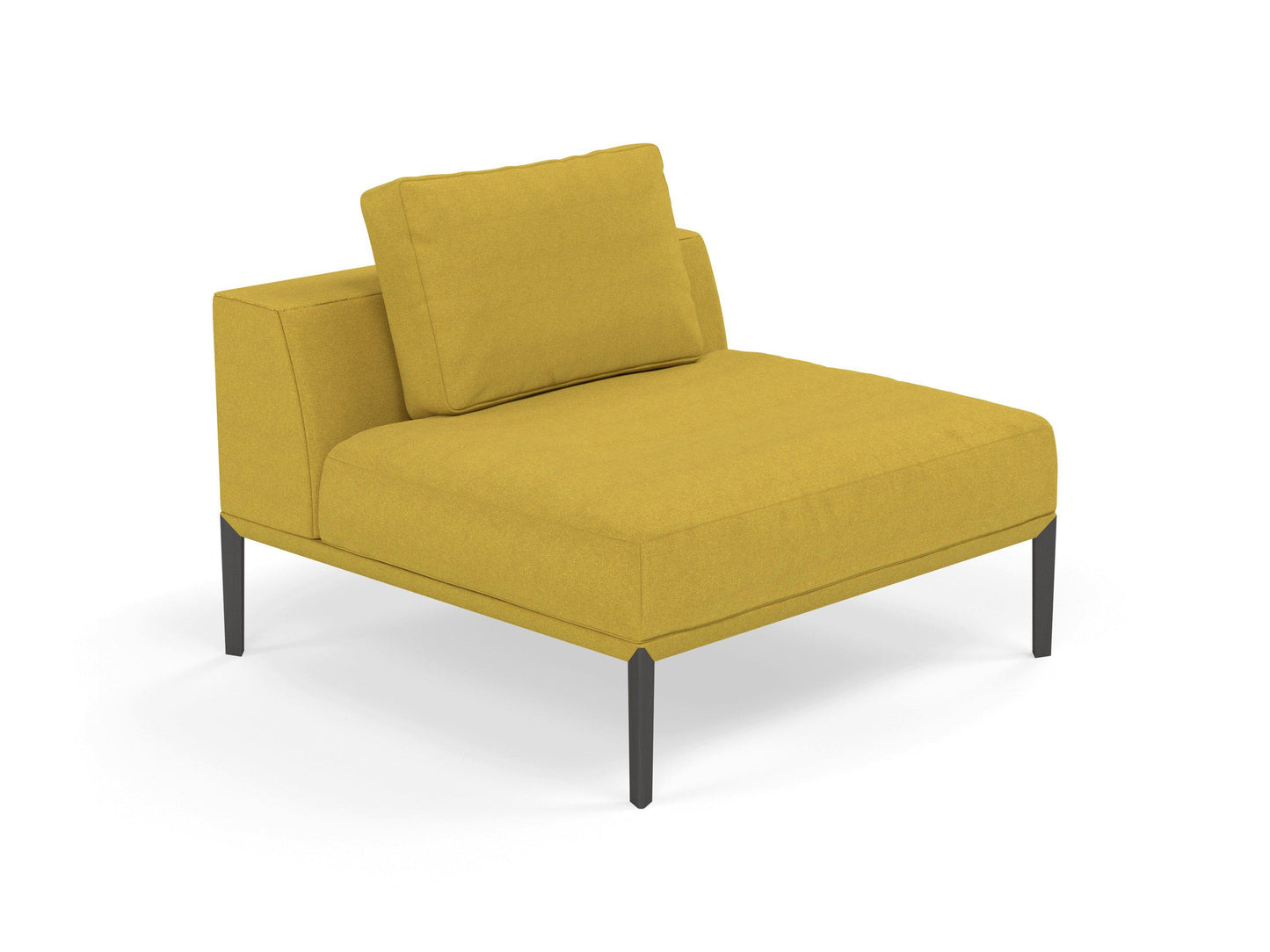 Modern Armchair 1 Seater Sofa without armrests in Vibrant Mustard Yellow Fabric-Distinct Designs (London) Ltd