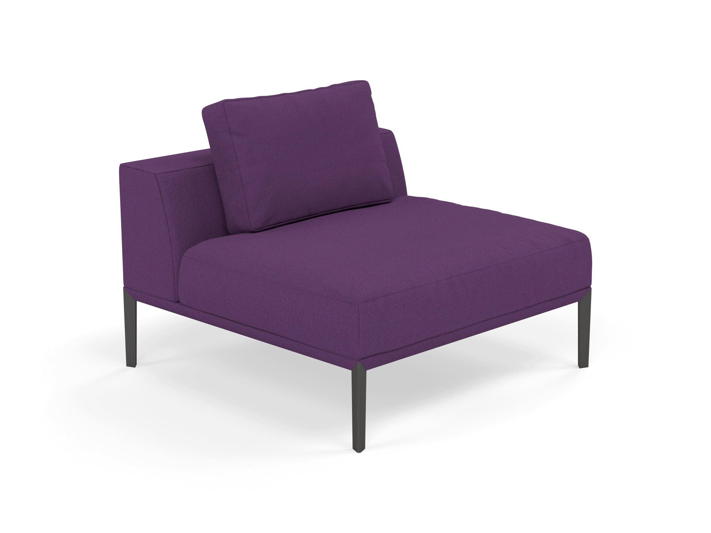 Modern Armchair 1 Seater Sofa without armrests in Deep Purple Fabric-Distinct Designs (London) Ltd