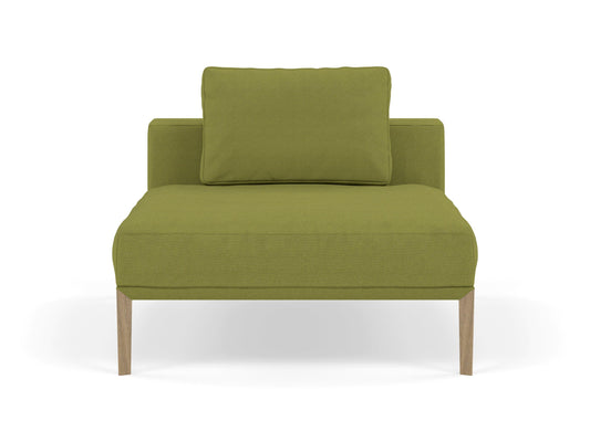 Modern Armchair 1 Seater Sofa without armrests in Lime Green Fabric-Natural Oak-Distinct Designs (London) Ltd