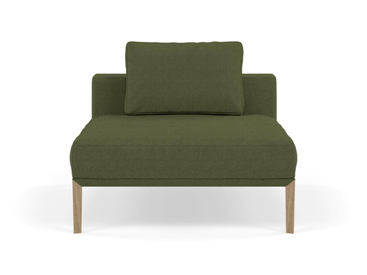 Modern Armchair 1 Seater Sofa without armrests in Seaweed Green Fabric-Natural Oak-Distinct Designs (London) Ltd