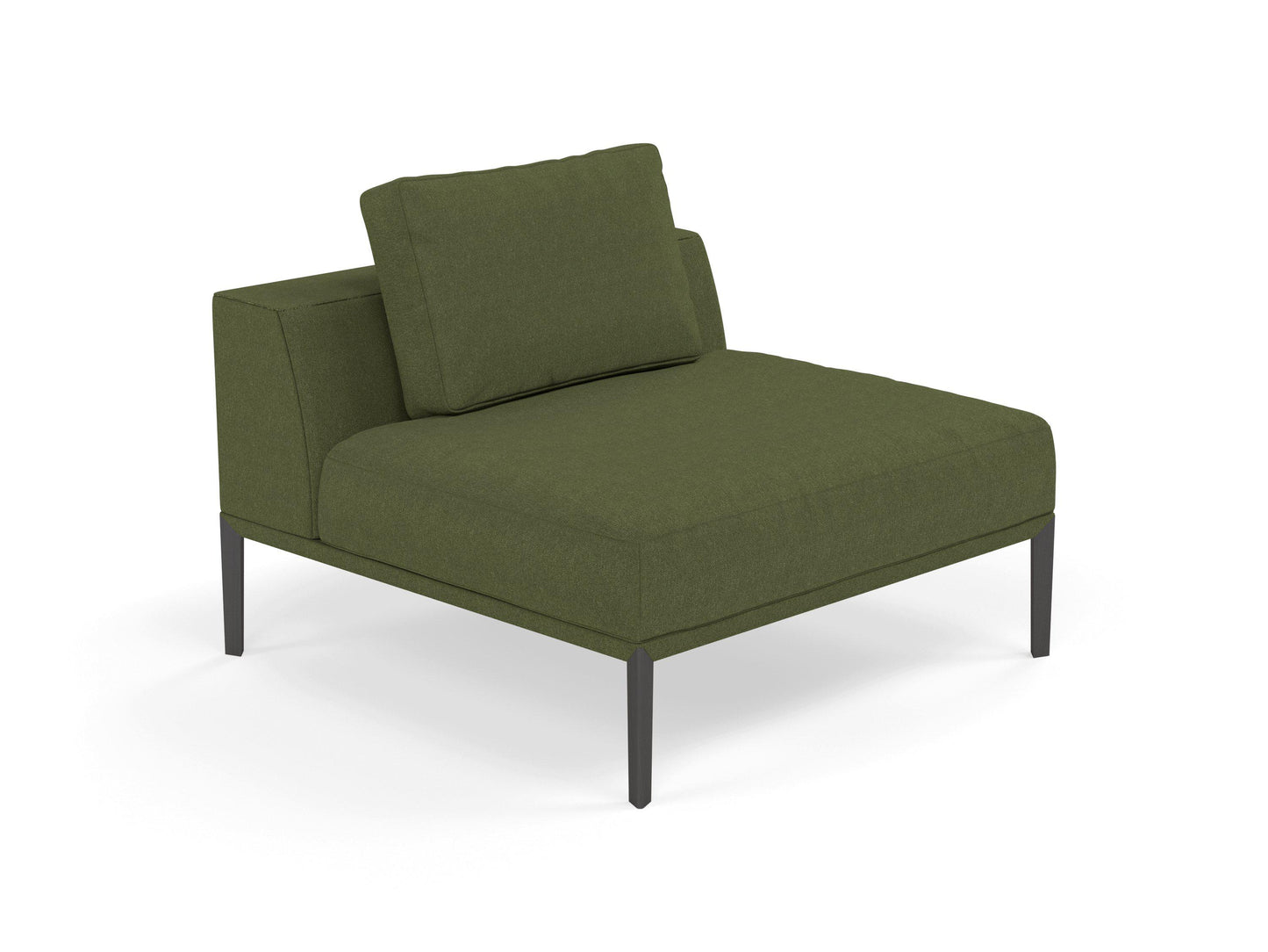 Modern Armchair 1 Seater Sofa without armrests in Seaweed Green Fabric-Distinct Designs (London) Ltd