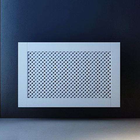 Classic White Floating Radiator Heater Covers with Elegant DIAMOND decorative grille screen panel-Distinct Designs (London) Ltd