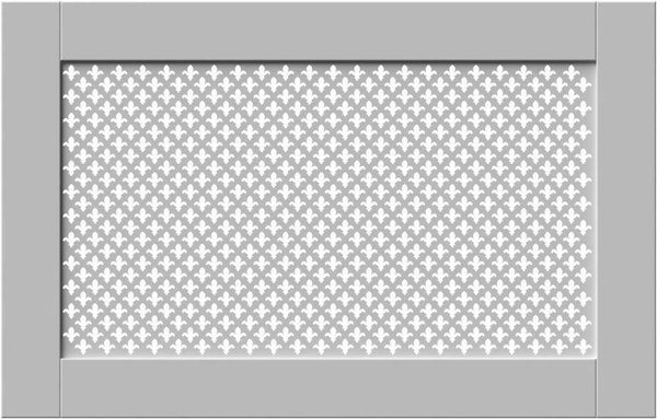 Traditional White Radiator Heater Covers with Classic Fleur de Lis decorative grille frame inset-70x110cm-Distinct Designs (London) Ltd