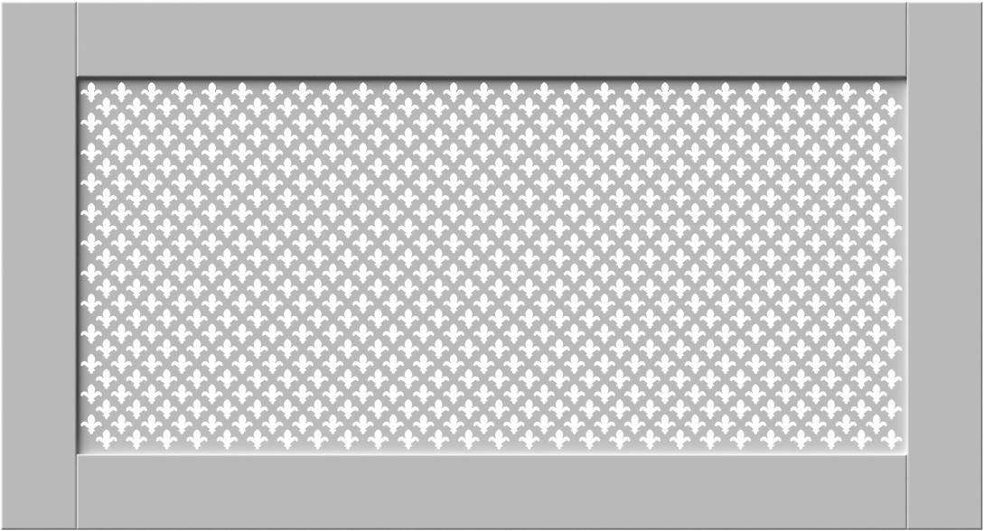 Traditional White Radiator Heater Covers with Classic Fleur de Lis decorative grille frame inset-70x130cm-Distinct Designs (London) Ltd