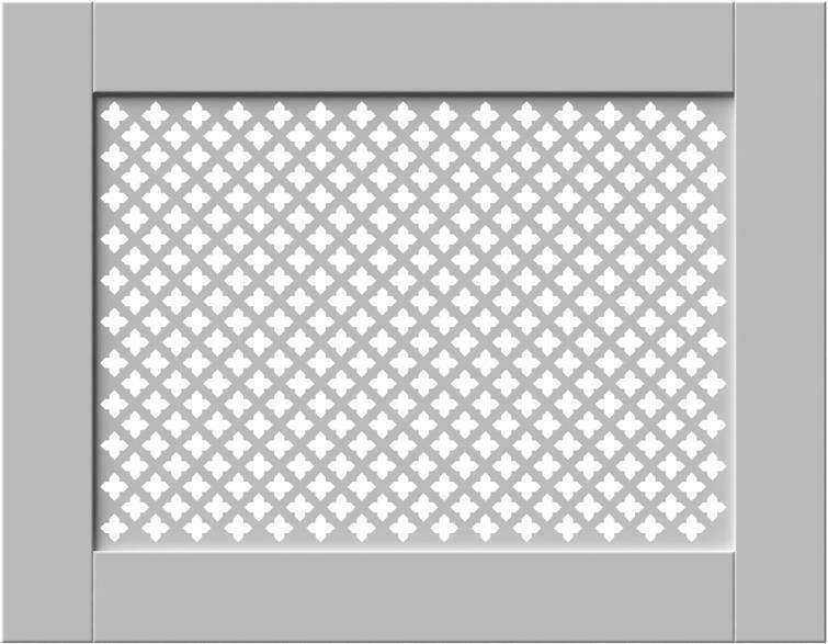 White Framed Clip on Radiator Heater Covers with Classic GEM decorative grille screening panel motif-Distinct Designs (London) Ltd