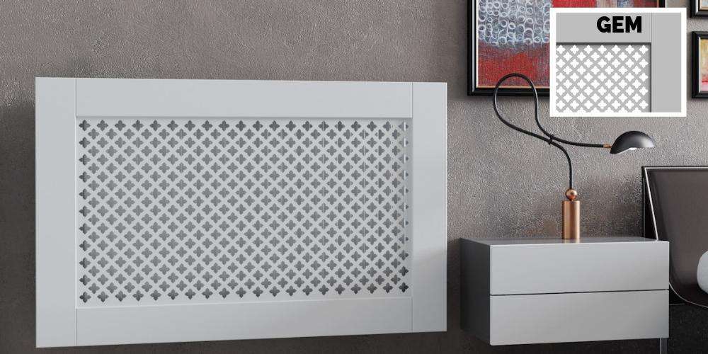 SALE White Framed Clip on Radiator Heater Covers with Classic decorative grille screening panel-Distinct Designs (London) Ltd