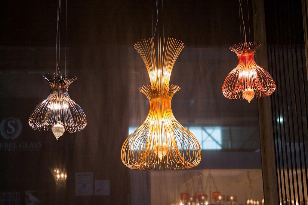 Contemporary Metal Pendant Ceiling Light Vortex Design Double Wire Crafted 60cm diameter 9 Lamps-Distinct Designs (London) Ltd
