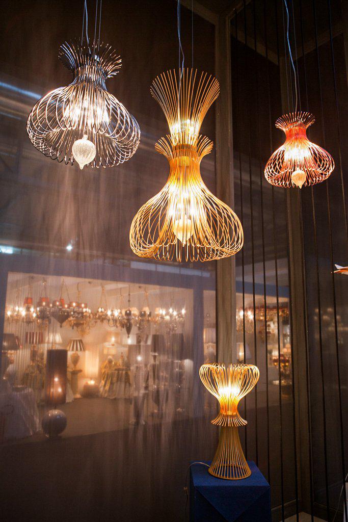 Contemporary Metal Pendant Ceiling Light Vortex Design Double Wire Crafted 60cm diameter 9 Lamps-Distinct Designs (London) Ltd