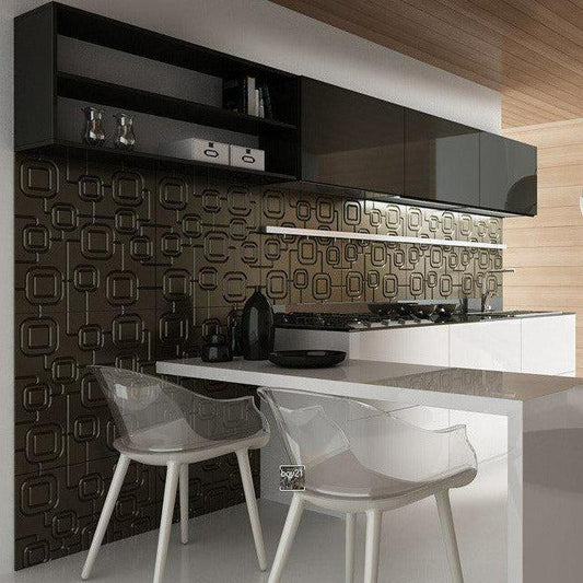 Decorative 3D Textured Feature Wall Panels with Geometric SATURN Design-Brown-4 x 60x60cm / 23x23"-Distinct Designs (London) Ltd