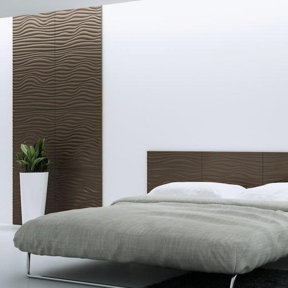 Decorative 3D Textured Feature Wall Panels with Nautical Coastal WAVE Design-Brown-4 x 60x60cm / 23x23"-Distinct Designs (London) Ltd
