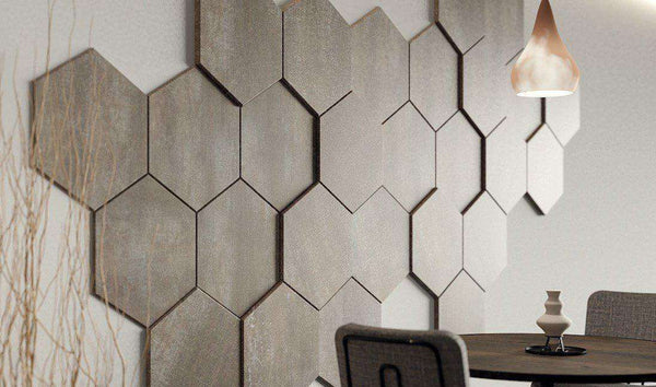 Decorative HEXAGONAL wall panels with varied thickness for textured 3D surface design, pack of 3-Distinct Designs (London) Ltd