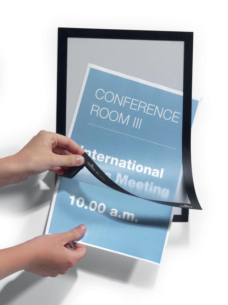 Versatile two-part A4 Display Frame with Self-Adhesive back and Magnetic flip-up front pack of 2-Black-Distinct Designs (London) Ltd