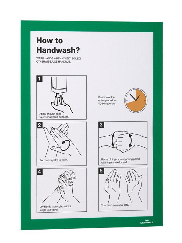 Versatile two-part A4 Display Frame with Self-Adhesive back and Magnetic flip-up front pack of 2-Green-Distinct Designs (London) Ltd