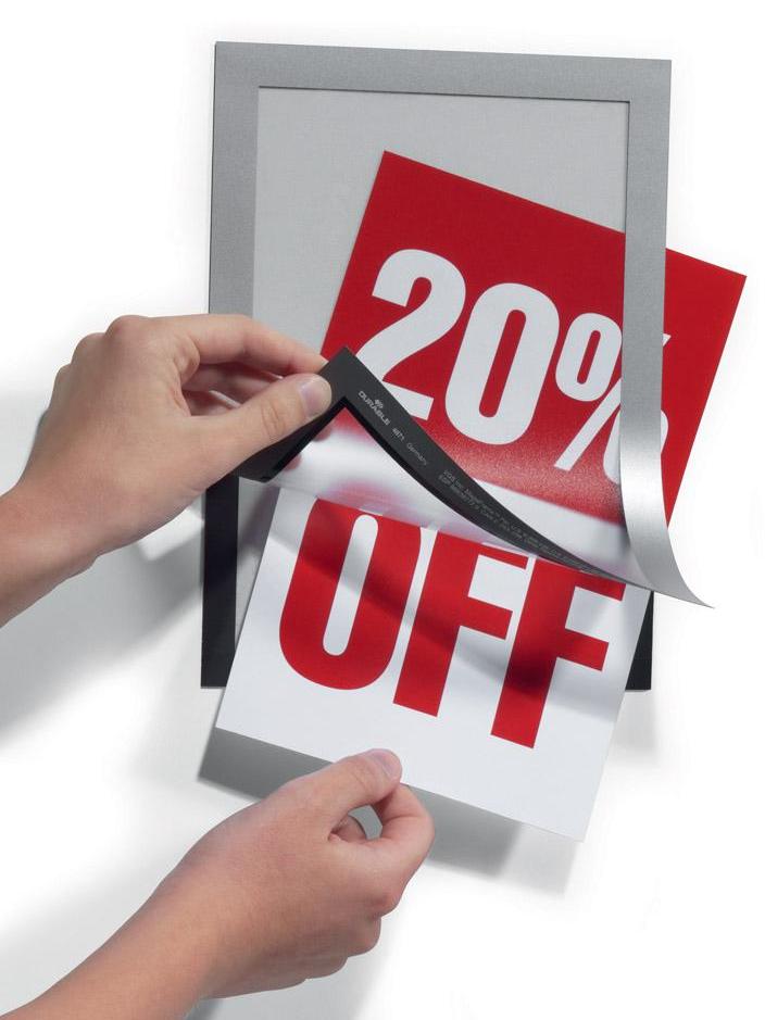 Versatile two-part A4 Display Frame with Self-Adhesive back and Magnetic flip-up front pack of 2-Silver-Distinct Designs (London) Ltd