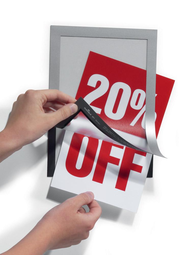 Versatile two-part A5 Display Frame with Self-Adhesive back and Magnetic flip-up front pack of 2-Silver-Distinct Designs (London) Ltd