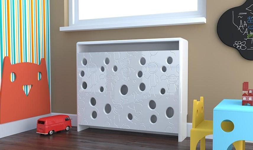 Distinct Kids Bespoke Radiator Cabinet Cover BALLOONS Children's Bedroom Nursery Playroom-88x90CM-Snow White-Distinct Designs (London) Ltd