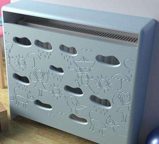 Children Radiator Cabinet Cover with Funky CLOUDS design for Kids Bedroom Nursery Playroom-Blue-88x90cm-Distinct Designs (London) Ltd