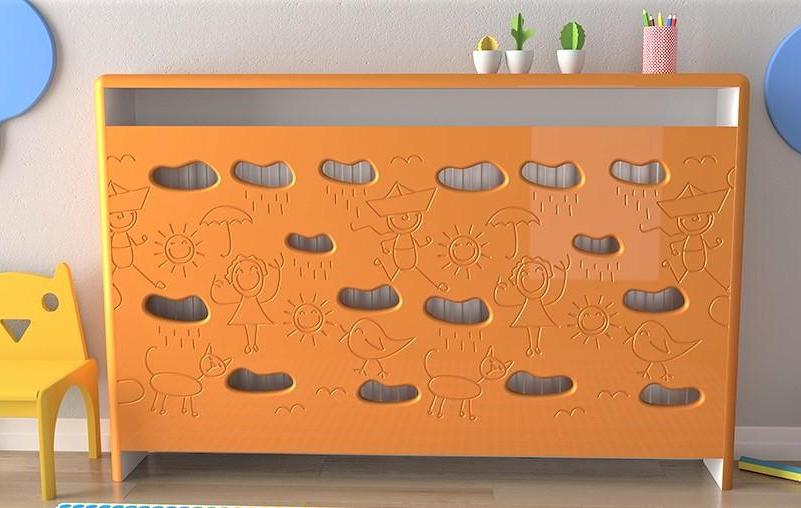 Distinct Kids Bespoke Radiator Cabinet Cover CLOUDS for Children's Bedroom Nursery Playroom-88x90CM-Bumblebee Yellow-Distinct Designs (London) Ltd