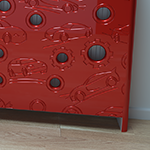 Children Radiator Cabinet Cover with Funky CLOUDS design for Kids Bedroom Nursery Playroom-Red-88x90cm-Distinct Designs (London) Ltd
