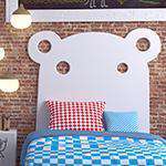 Kids HIPPO design single bed decorative Headboard for Children’s Bedroom Nursery Playroom-70cm-White-Distinct Designs (London) Ltd