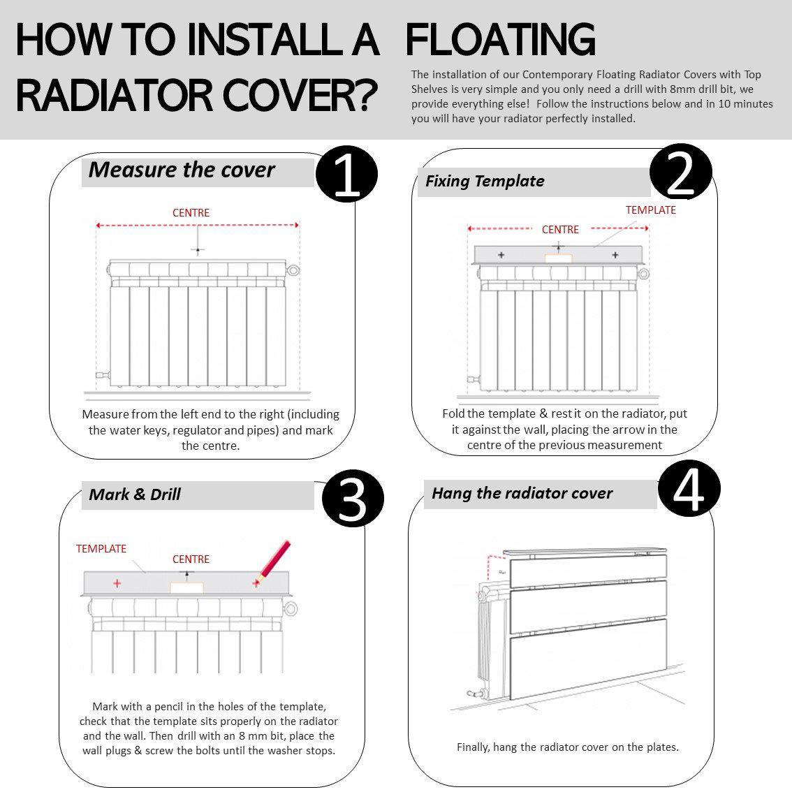 Modern Floating Radiator Heater Cover GEOMETRIC LINE Cabinet Design with wooden drawers Ref RCGE242D-Distinct Designs (London) Ltd