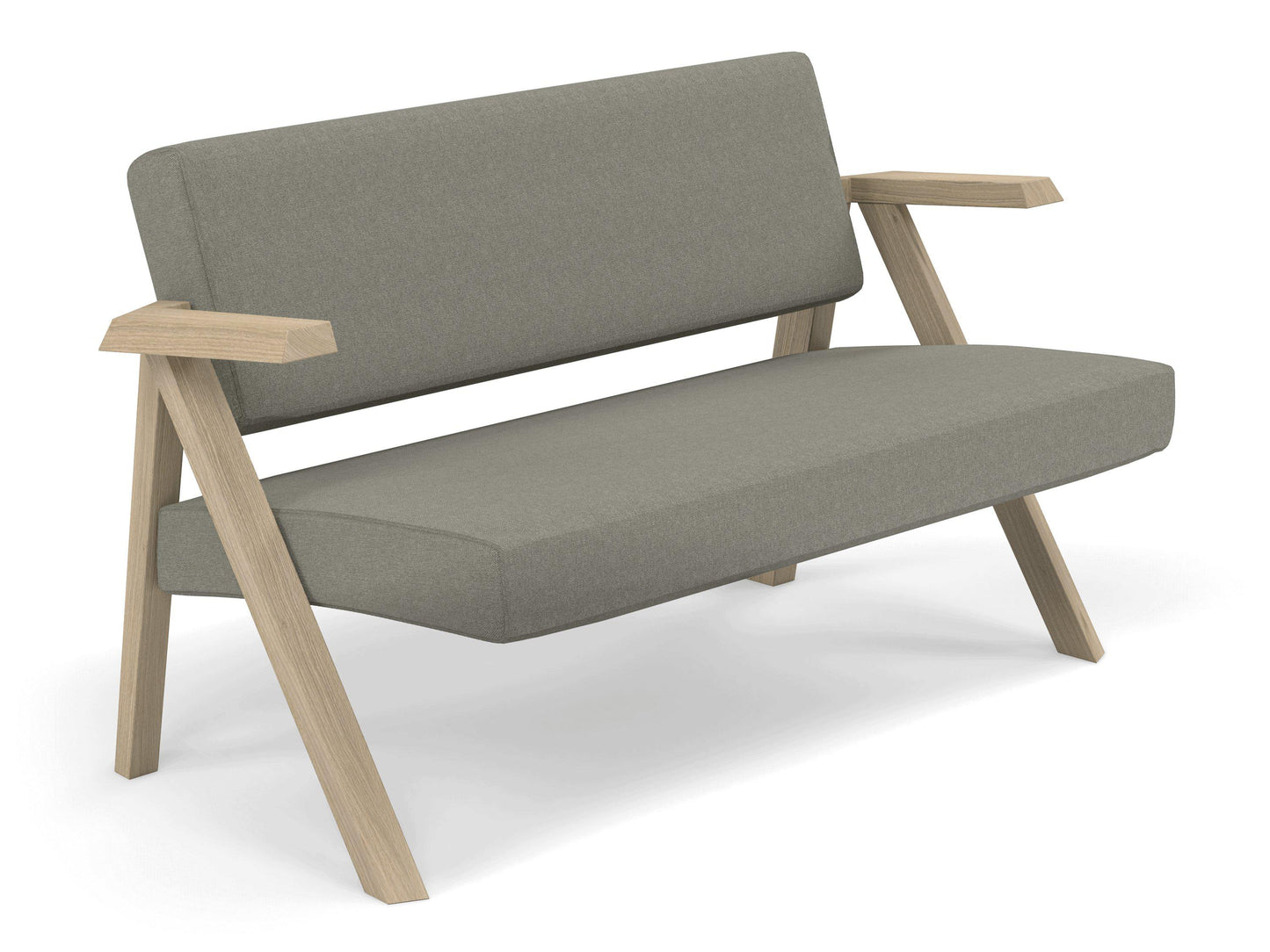 Classic Mid-century Design 2 Seater Sofa Armchair in Silver Grey Fabric-Distinct Designs (London) Ltd