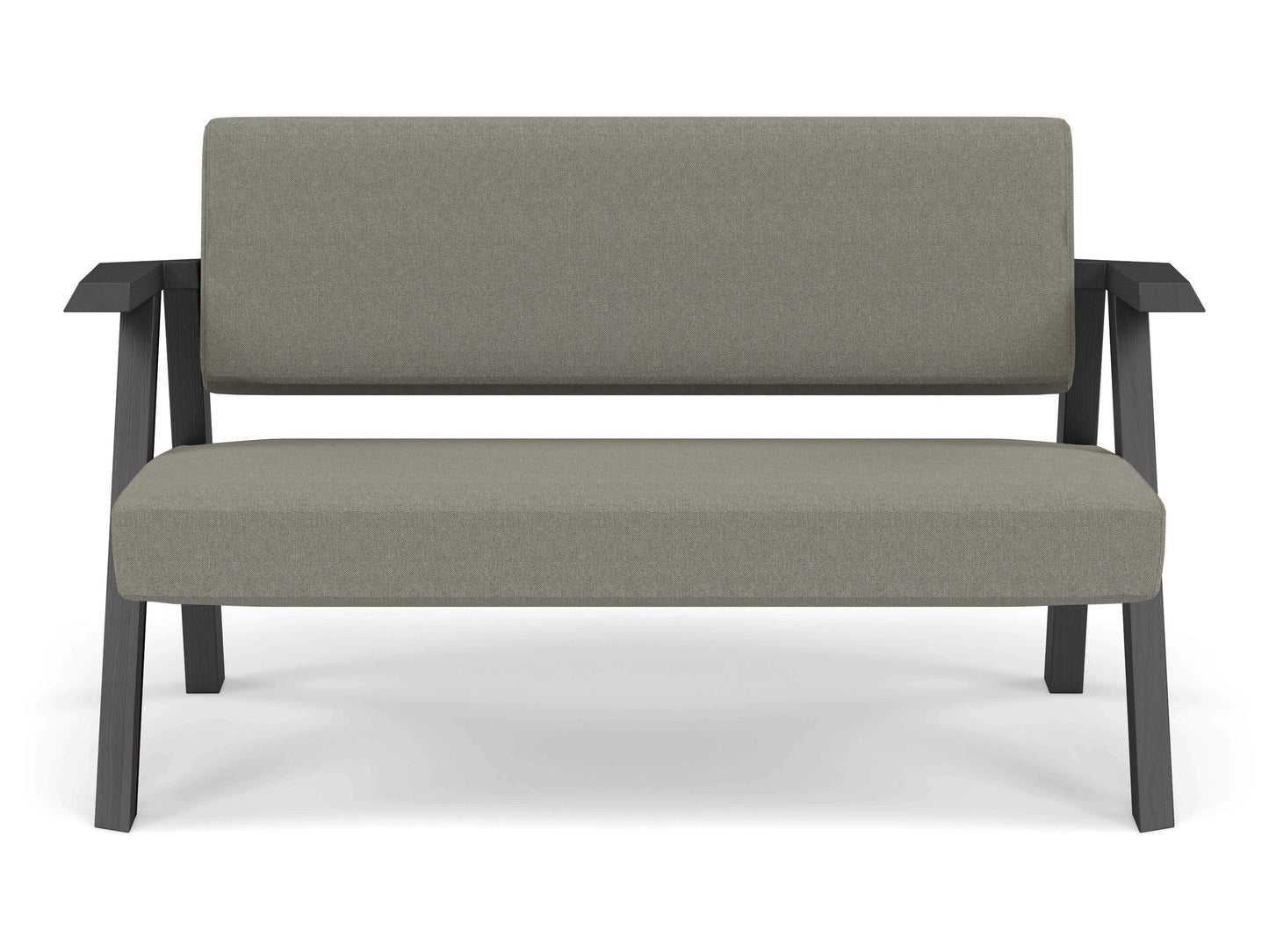 Classic Mid-century Design 2 Seater Sofa Armchair in Silver Grey Fabric-Wenge Oak-Distinct Designs (London) Ltd