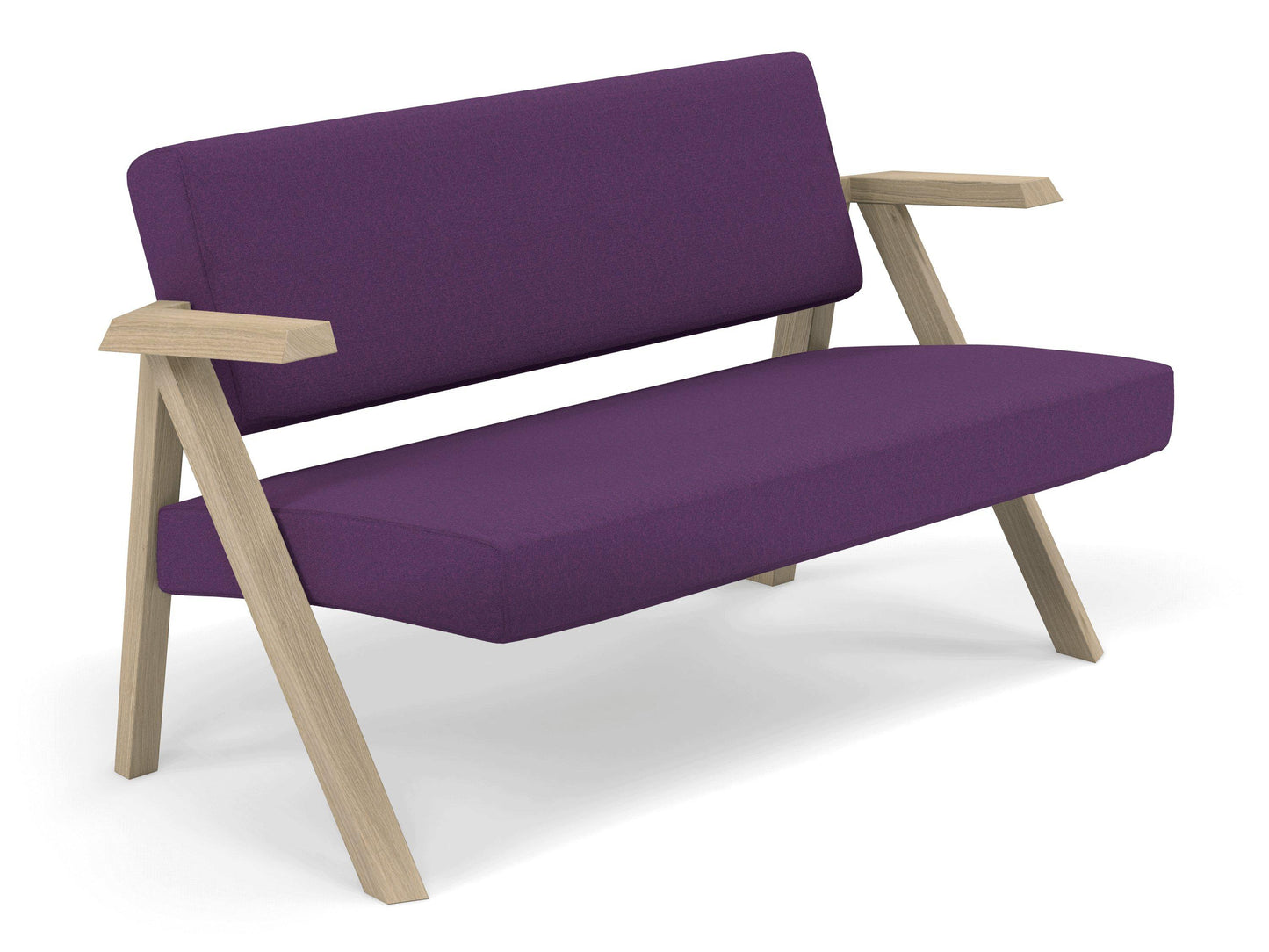 Classic Mid-century Design 2 Seater Sofa Armchair in Deep Purple Fabric-Distinct Designs (London) Ltd