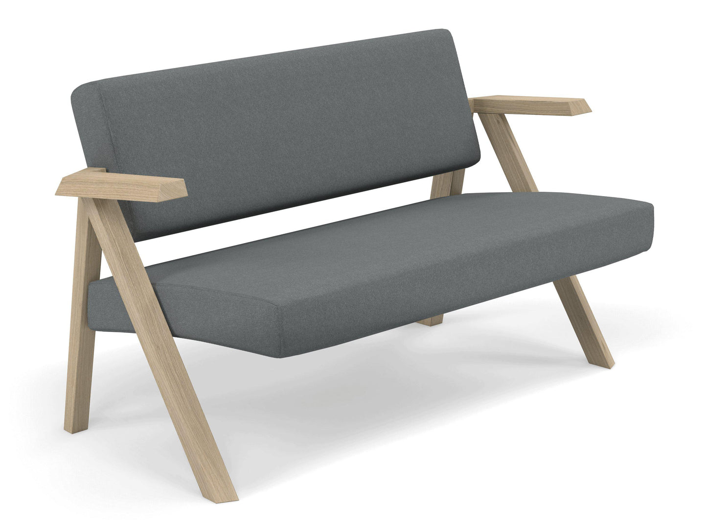 Classic Mid-century Design 2 Seater Sofa Armchair in Sea Spray Blue Fabric-Distinct Designs (London) Ltd