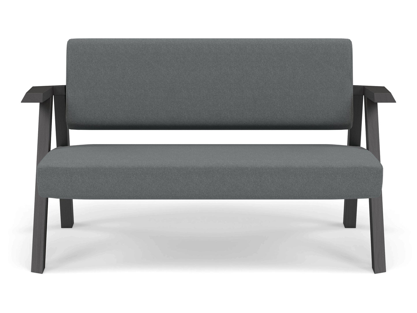 Classic Mid-century Design 2 Seater Sofa Armchair in Sea Spray Blue Fabric-Wenge Oak-Distinct Designs (London) Ltd