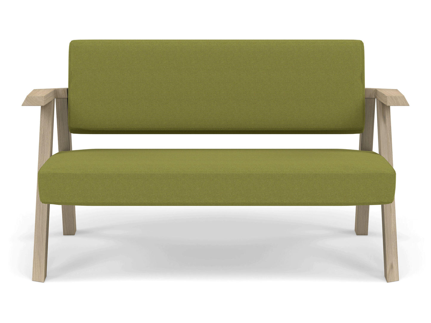 Classic Mid-century Design 2 Seater Sofa Armchair in Lime Green Fabric-Distinct Designs (London) Ltd