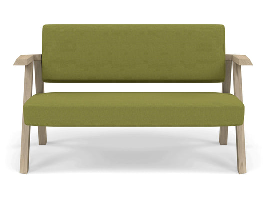 Classic Mid-century Design 2 Seater Sofa Armchair in Lime Green Fabric-Distinct Designs (London) Ltd