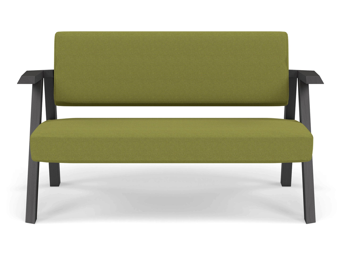 Classic Mid-century Design 2 Seater Sofa Armchair in Lime Green Fabric-Distinct Designs (London) Ltd
