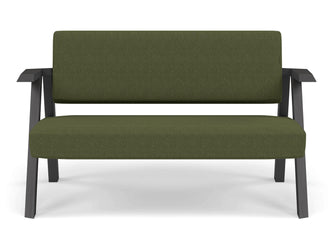 Classic Mid-century Design 2 Seater Sofa Armchair in Seaweed Green Fabric-Wenge Oak-Distinct Designs (London) Ltd