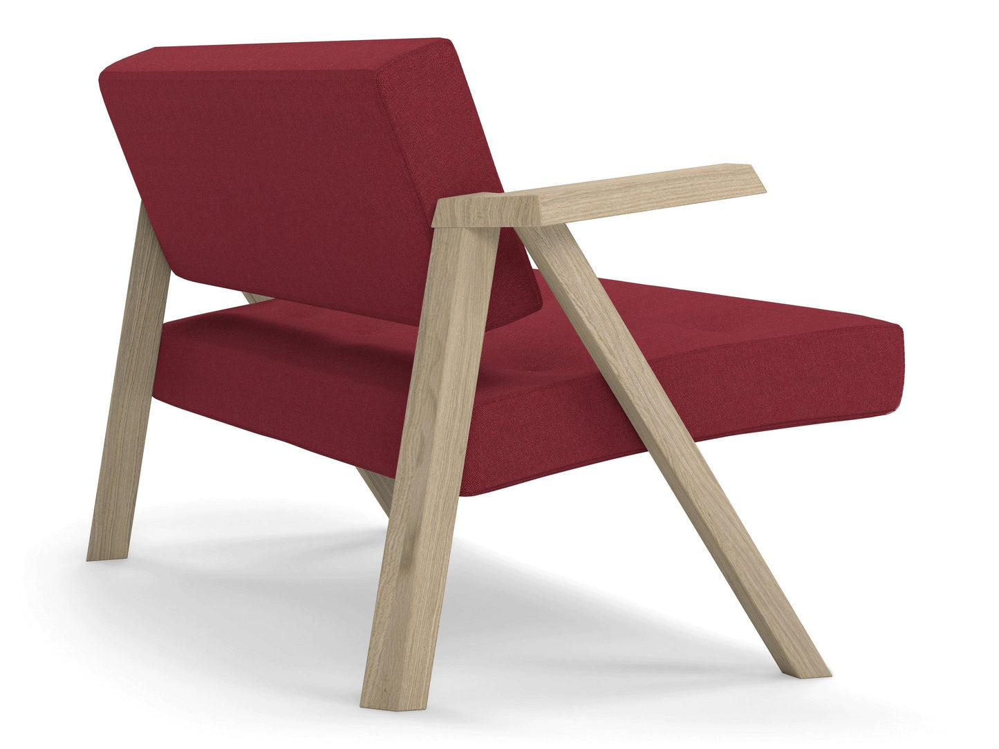 Classic Mid-century Design 2 Seater Sofa Armchair with Buttons in Rasberry Red Fabric-Distinct Designs (London) Ltd