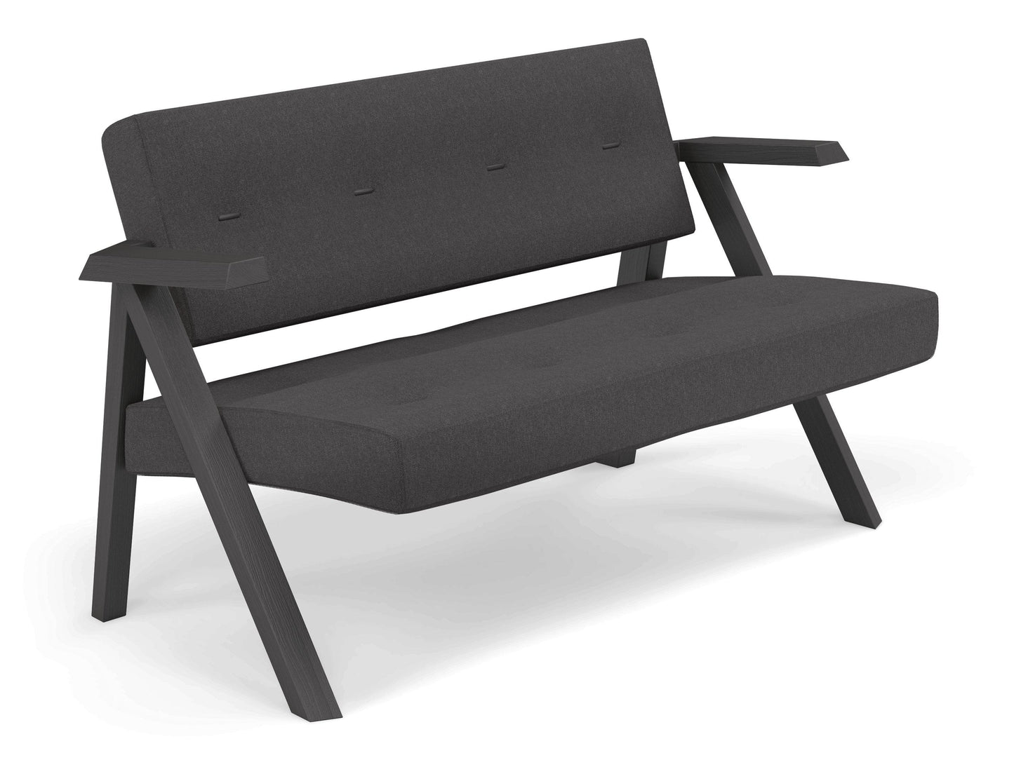 Classic Mid-century Design 2 Seater Sofa Armchair with Buttons in Slate Grey Fabric-Distinct Designs (London) Ltd