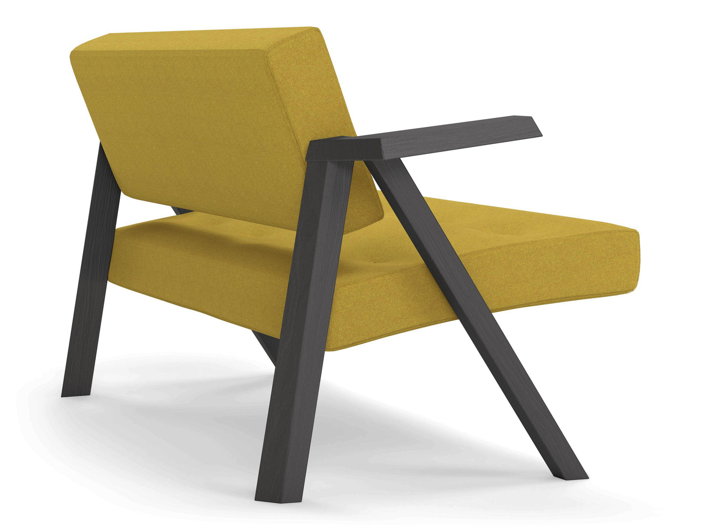 Classic Mid-century Design 2 Seater Sofa Armchair with Buttons in Mustard Yellow Fabric-Distinct Designs (London) Ltd