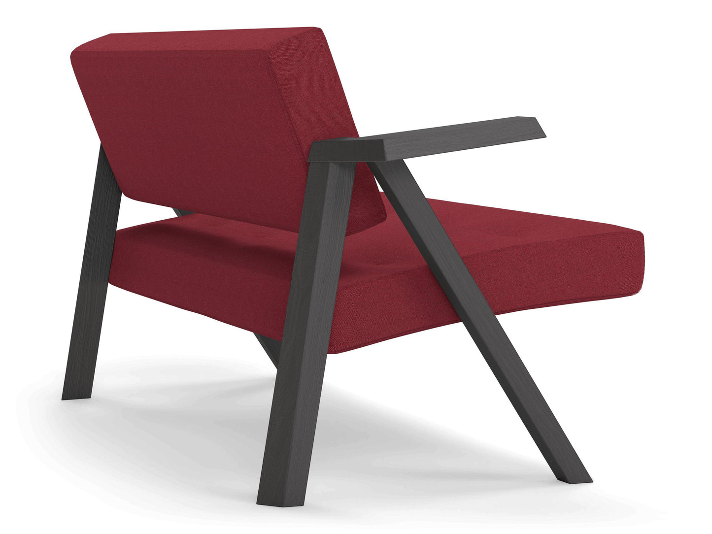 Classic Mid-century Design 2 Seater Sofa Armchair with Buttons in Rasberry Red Fabric-Distinct Designs (London) Ltd