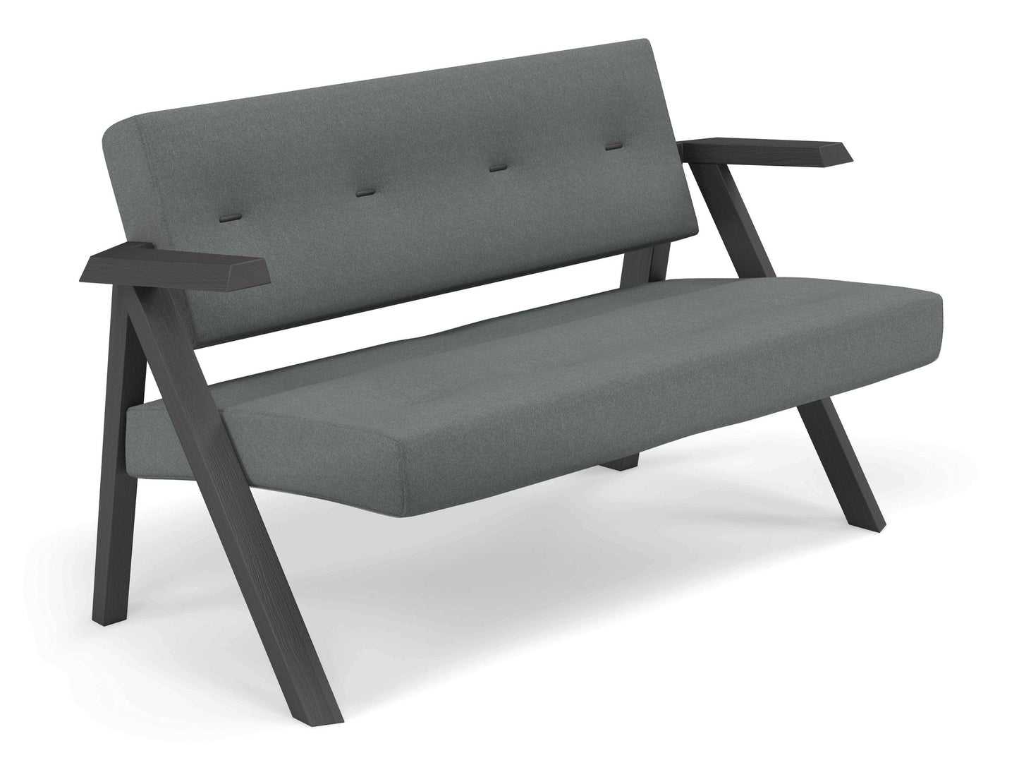 Classic Mid-century Design 2 Seater Sofa Armchair with Buttons in Sea Spray Blue Fabric-Distinct Designs (London) Ltd